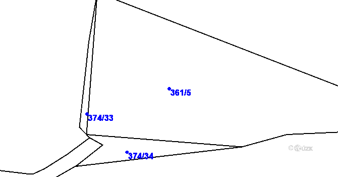 Parcela st. 361/5 v KÚ Přední Lhota u Poděbrad, Katastrální mapa