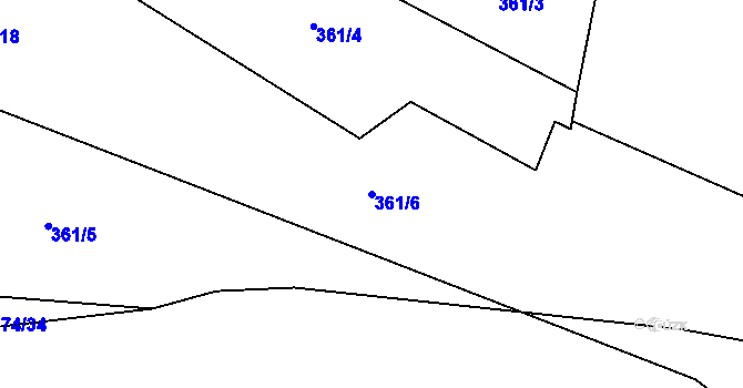 Parcela st. 361/6 v KÚ Přední Lhota u Poděbrad, Katastrální mapa