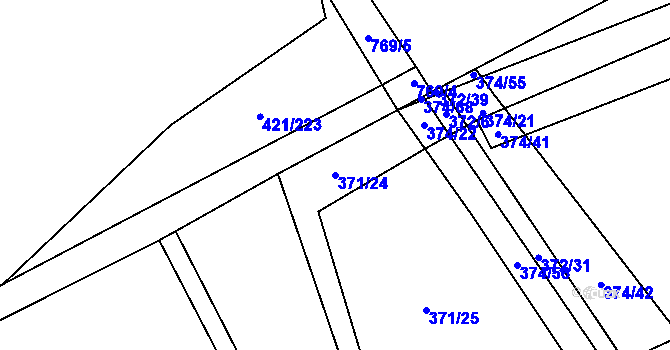 Parcela st. 371/24 v KÚ Přední Lhota u Poděbrad, Katastrální mapa