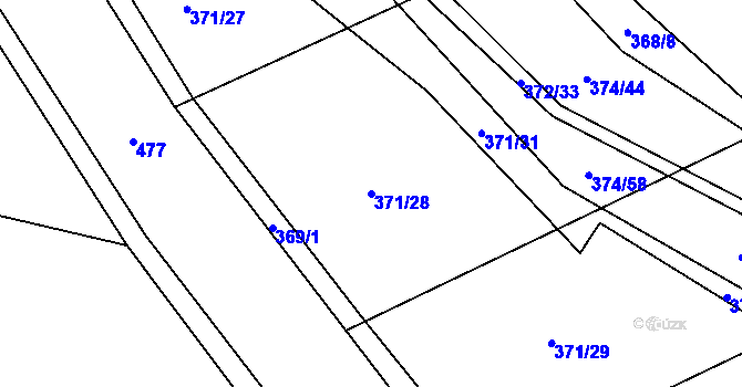 Parcela st. 371/28 v KÚ Přední Lhota u Poděbrad, Katastrální mapa