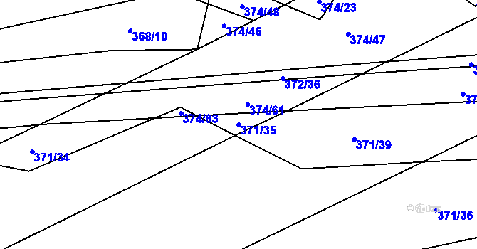 Parcela st. 371/35 v KÚ Přední Lhota u Poděbrad, Katastrální mapa