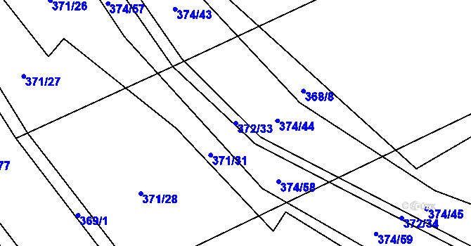 Parcela st. 372/33 v KÚ Přední Lhota u Poděbrad, Katastrální mapa