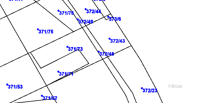 Parcela st. 372/48 v KÚ Přední Lhota u Poděbrad, Katastrální mapa