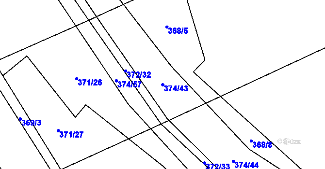 Parcela st. 374/43 v KÚ Přední Lhota u Poděbrad, Katastrální mapa