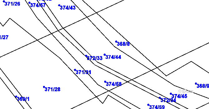 Parcela st. 374/44 v KÚ Přední Lhota u Poděbrad, Katastrální mapa