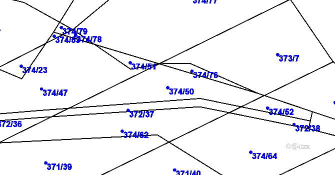 Parcela st. 374/50 v KÚ Přední Lhota u Poděbrad, Katastrální mapa