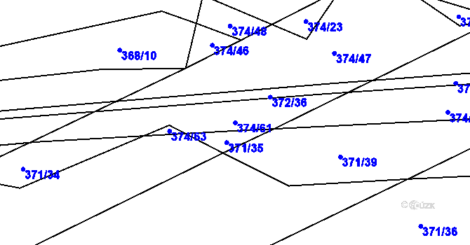 Parcela st. 374/61 v KÚ Přední Lhota u Poděbrad, Katastrální mapa
