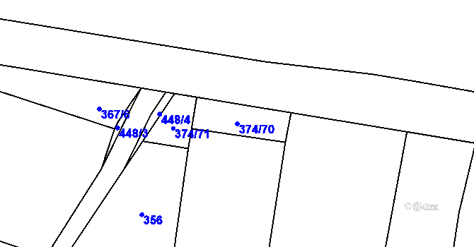 Parcela st. 374/70 v KÚ Přední Lhota u Poděbrad, Katastrální mapa