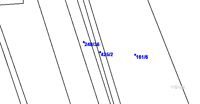 Parcela st. 425/2 v KÚ Přední Lhota u Poděbrad, Katastrální mapa