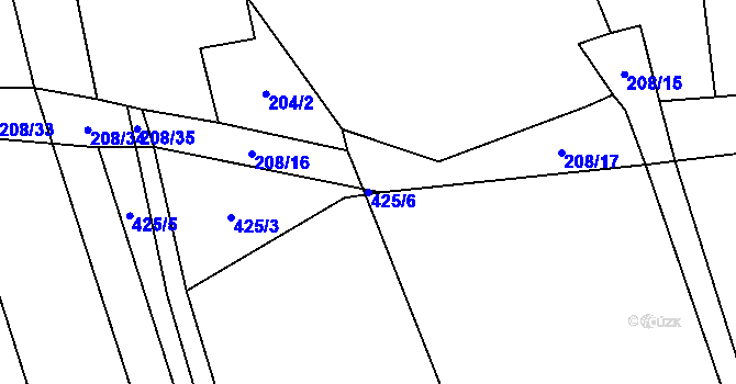 Parcela st. 425/6 v KÚ Přední Lhota u Poděbrad, Katastrální mapa