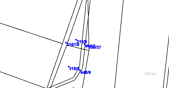 Parcela st. 448/5 v KÚ Přední Lhota u Poděbrad, Katastrální mapa