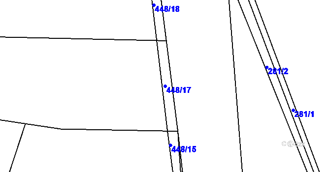 Parcela st. 448/17 v KÚ Přední Lhota u Poděbrad, Katastrální mapa