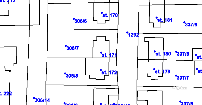 Parcela st. 171 v KÚ Přední Výtoň, Katastrální mapa