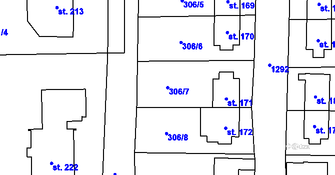 Parcela st. 306/7 v KÚ Přední Výtoň, Katastrální mapa