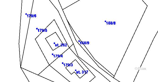 Parcela st. 158/9 v KÚ Přední Výtoň, Katastrální mapa