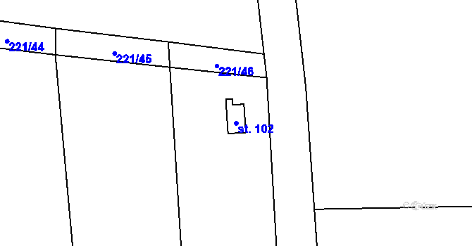 Parcela st. 102 v KÚ Měcholupy u Předslavi, Katastrální mapa
