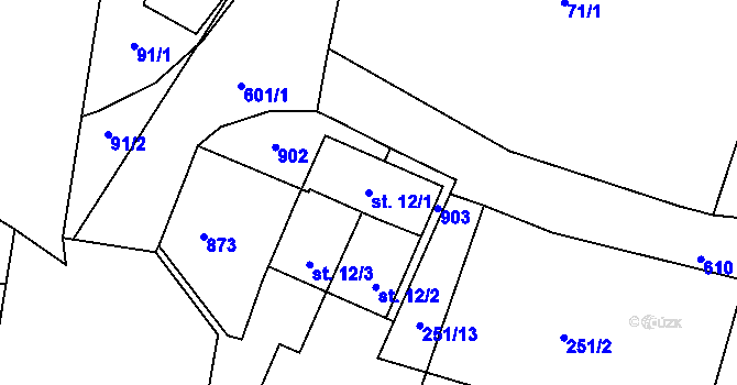 Parcela st. 12/1 v KÚ Petrovičky u Předslavi, Katastrální mapa