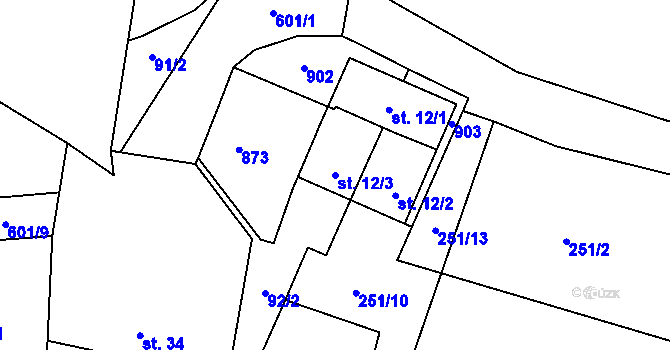Parcela st. 12/3 v KÚ Petrovičky u Předslavi, Katastrální mapa
