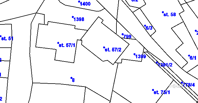 Parcela st. 57/2 v KÚ Předslav, Katastrální mapa
