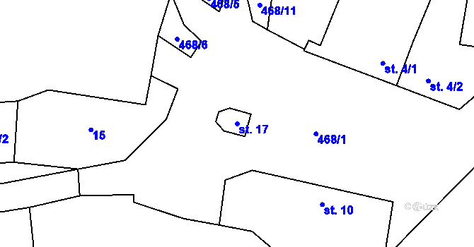 Parcela st. 17 v KÚ Marčovice, Katastrální mapa
