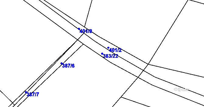 Parcela st. 383/22 v KÚ Předslavice, Katastrální mapa