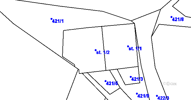 Parcela st. 1/2 v KÚ Všechlapy u Volyně, Katastrální mapa