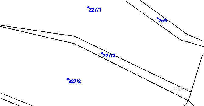 Parcela st. 227/3 v KÚ Všechlapy u Volyně, Katastrální mapa