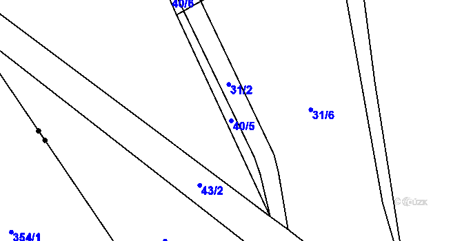 Parcela st. 40/5 v KÚ Všechlapy u Volyně, Katastrální mapa