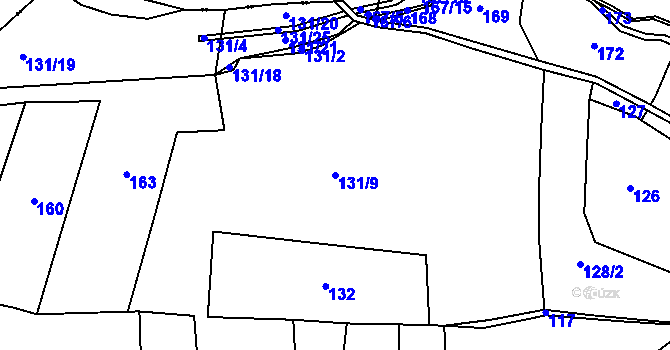 Parcela st. 131/9 v KÚ Všechlapy u Volyně, Katastrální mapa