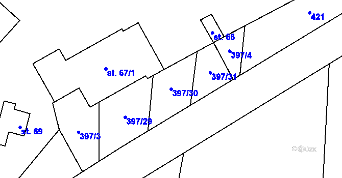 Parcela st. 397/30 v KÚ Kvasejovice u Soběslavi, Katastrální mapa