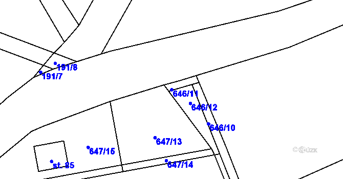 Parcela st. 646/11 v KÚ Kvasejovice u Soběslavi, Katastrální mapa