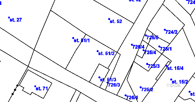 Parcela st. 51/2 v KÚ Přehořov u Soběslavi, Katastrální mapa