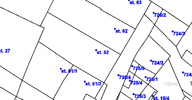 Parcela st. 52 v KÚ Přehořov u Soběslavi, Katastrální mapa