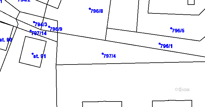 Parcela st. 797/4 v KÚ Přehořov u Soběslavi, Katastrální mapa