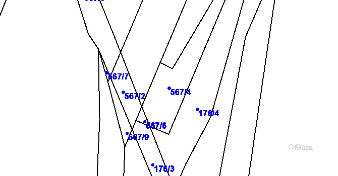 Parcela st. 567/4 v KÚ Přehořov u Soběslavi, Katastrální mapa