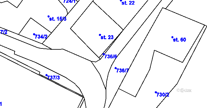 Parcela st. 736/6 v KÚ Přehořov u Soběslavi, Katastrální mapa