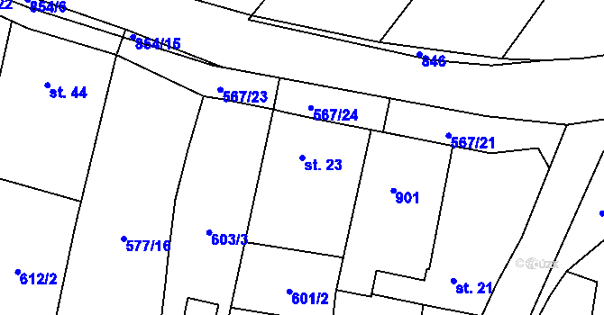 Parcela st. 23 v KÚ Bítov u Přehýšova, Katastrální mapa