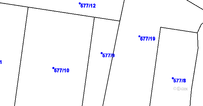 Parcela st. 577/9 v KÚ Bítov u Přehýšova, Katastrální mapa