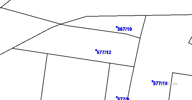 Parcela st. 577/12 v KÚ Bítov u Přehýšova, Katastrální mapa