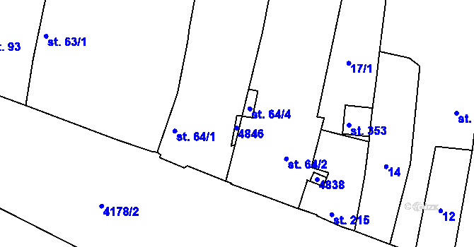 Parcela st. 64/3 v KÚ Přehýšov, Katastrální mapa