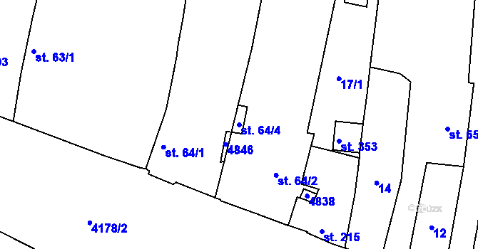 Parcela st. 64/4 v KÚ Přehýšov, Katastrální mapa