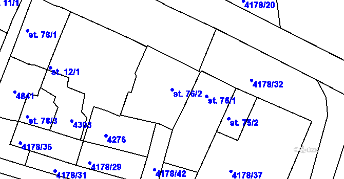 Parcela st. 76/2 v KÚ Přehýšov, Katastrální mapa