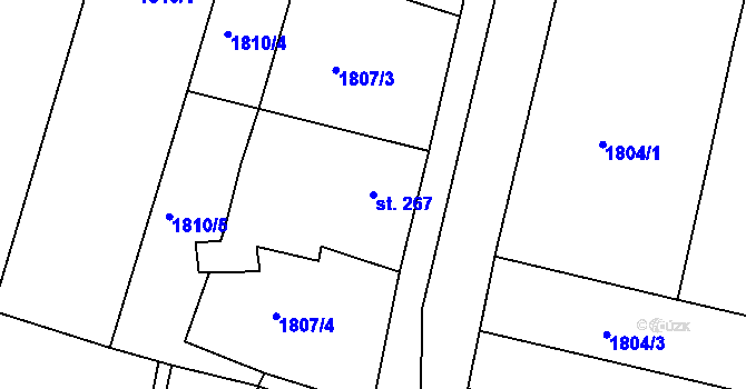 Parcela st. 267 v KÚ Přehýšov, Katastrální mapa
