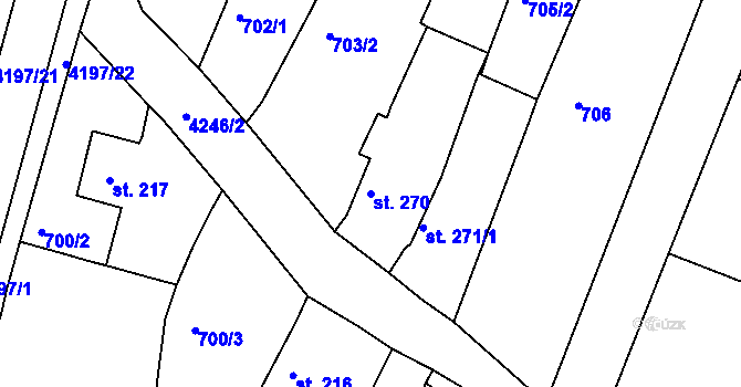 Parcela st. 270 v KÚ Přehýšov, Katastrální mapa