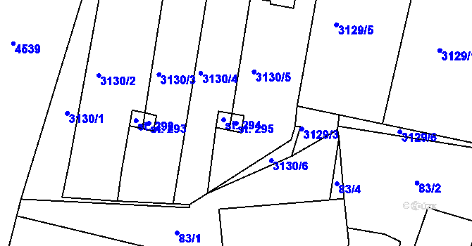 Parcela st. 295 v KÚ Přehýšov, Katastrální mapa