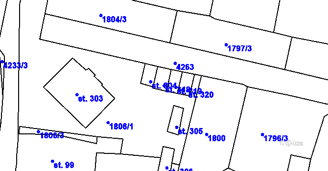Parcela st. 318 v KÚ Přehýšov, Katastrální mapa