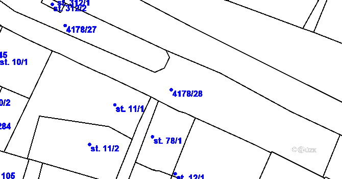 Parcela st. 4178/28 v KÚ Přehýšov, Katastrální mapa