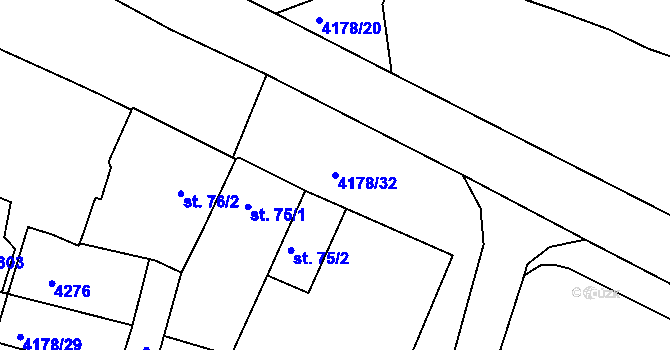 Parcela st. 4178/32 v KÚ Přehýšov, Katastrální mapa