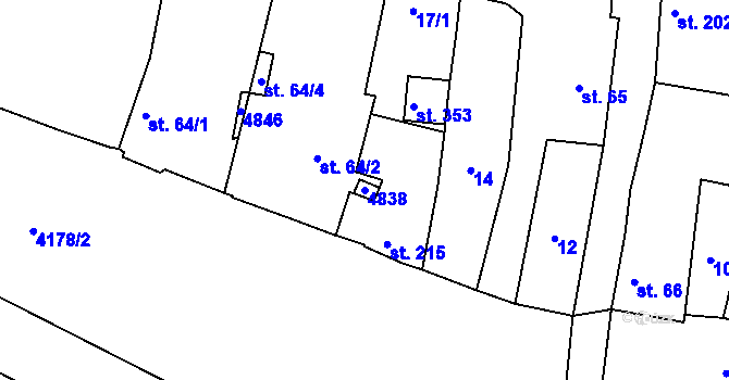 Parcela st. 4838 v KÚ Přehýšov, Katastrální mapa