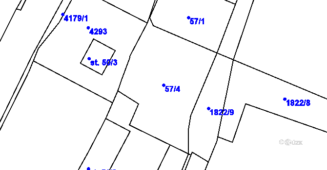 Parcela st. 57/4 v KÚ Přehýšov, Katastrální mapa